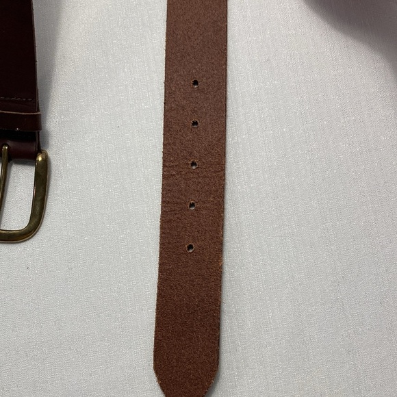 Fossil Womens Wide Leather Belt M Brown Brushed Brass Buckle Classic - Picture 3 of 8